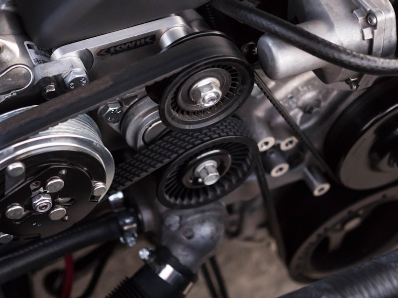 Close-up of precision diesel engine components in the workshop